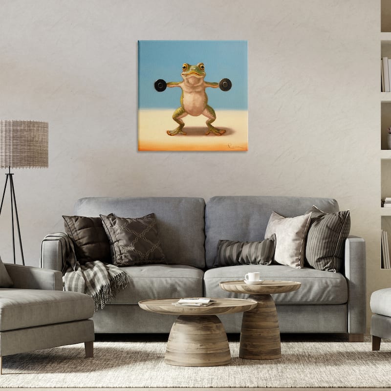Stupell Exercise Weights Frog Canvas Wall Art Design By Lucia Heffernan