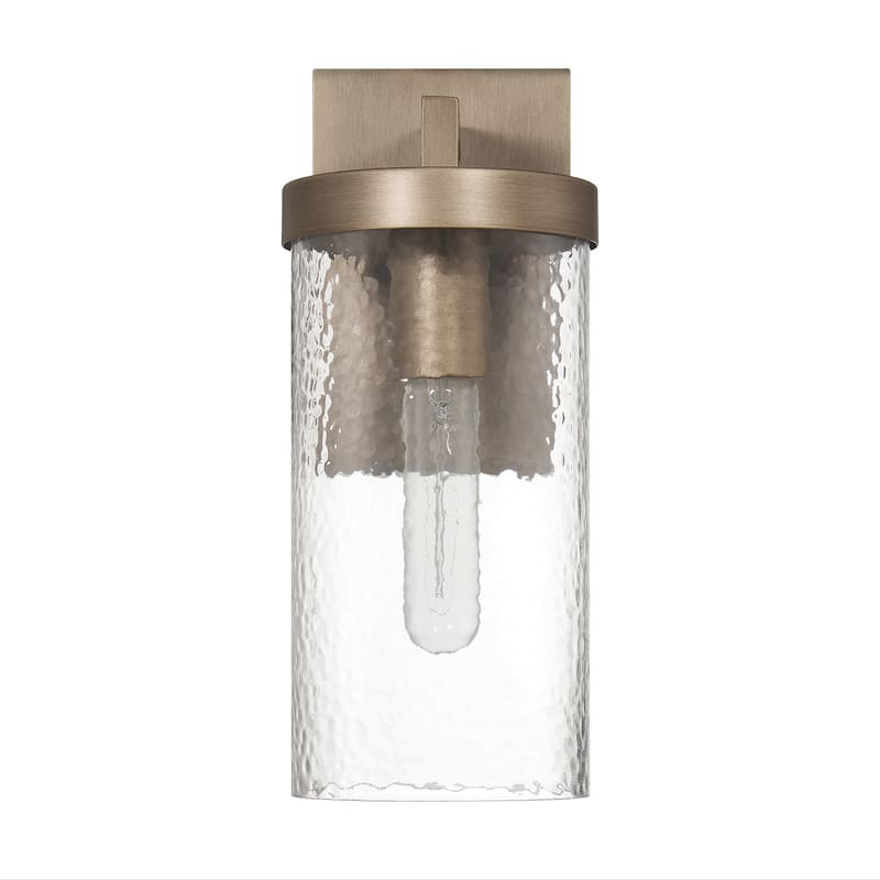Aria Textured Water Glass and Metal Wall Mounted Outdoor Light - 6.7"L x 5.3"W x 12.5"H