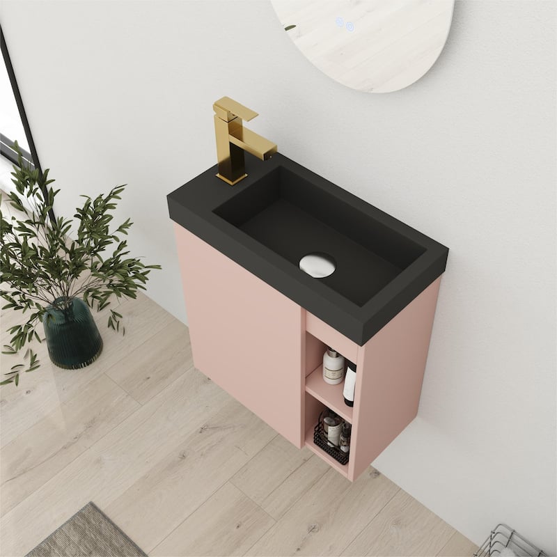 Bathroom Vanity With Sink In 20 Inch, Floating Bathroom Vanity With Soft Close Door
