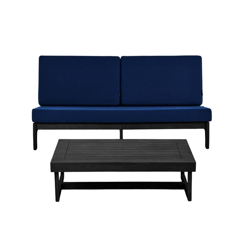 3-Seat Outdoor Sofa Set with Solid Wood Coffee Table, Weather-Resistant Cushions