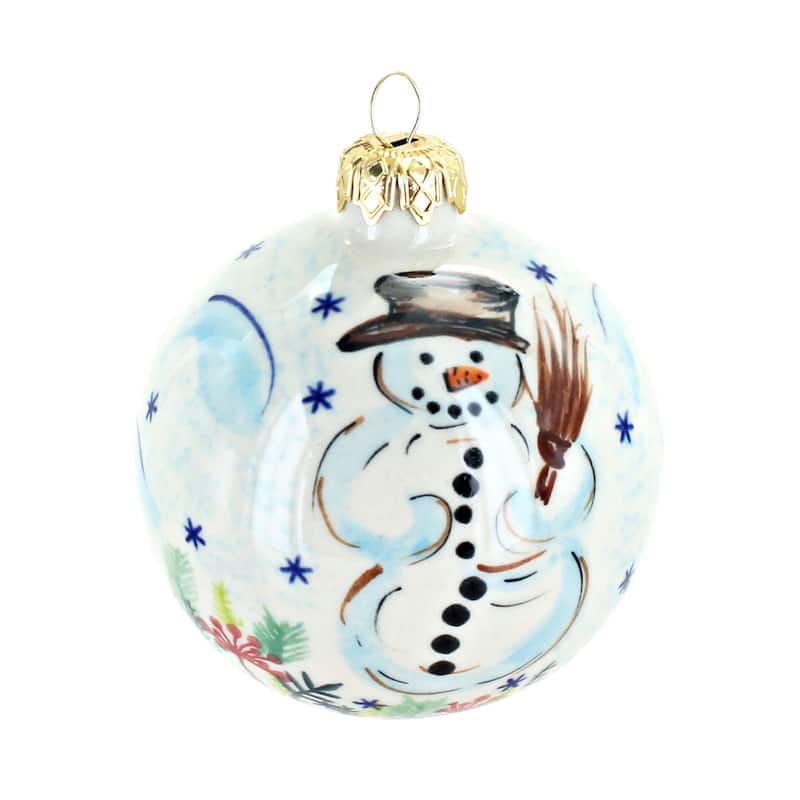 Blue Rose Polish Pottery Vena Large Christmas Ball