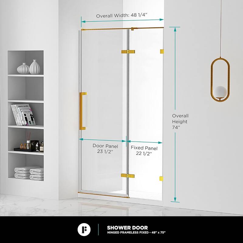 Frameless Clear Tempered Shower Glass Door with Shower Base Kit