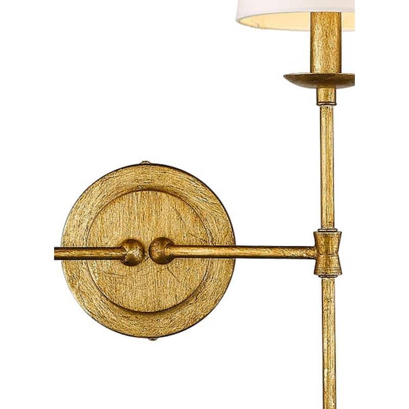 Modern Two 2-Light Wall Sconce with Shade in Antique Gold