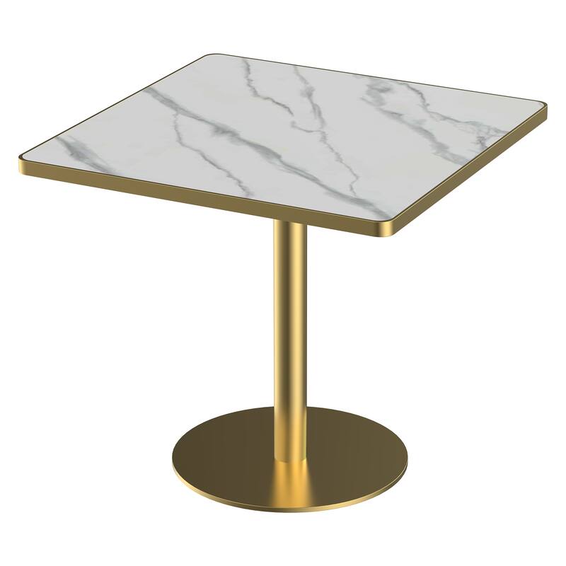 Square Modern Dinning Table 31.5 inches Bistro Table Tulip Table with Faux Marble top, Sturdy Metal Frame Diameter