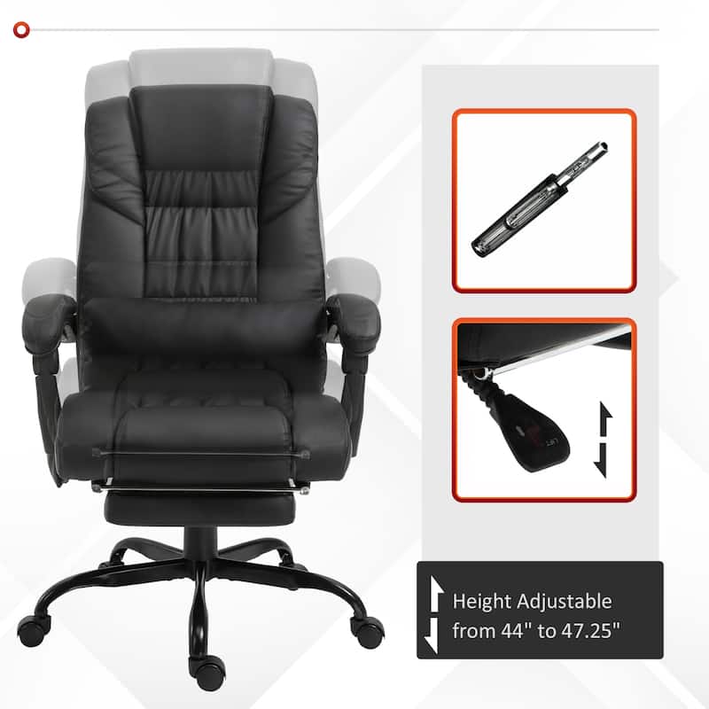 Vinsetto Office Desk Chair Recliner, Height Adjustable Movable Lumbar Support with 6-Point Vibrating Massage