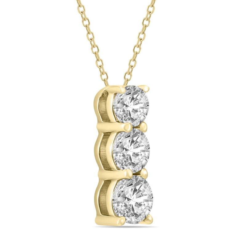 Marquee 1/4 Carat TW Diamond Three Stone Pendant in 14K Yellow Gold