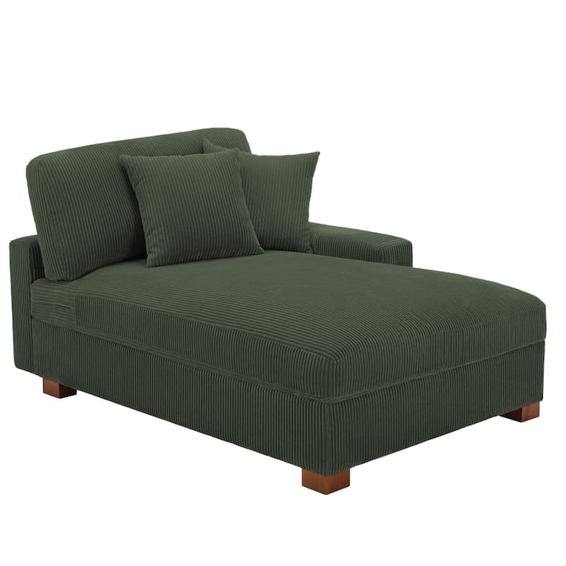 Upholstered Corduroy Modular Sectional Sofa with 2 throw pillows