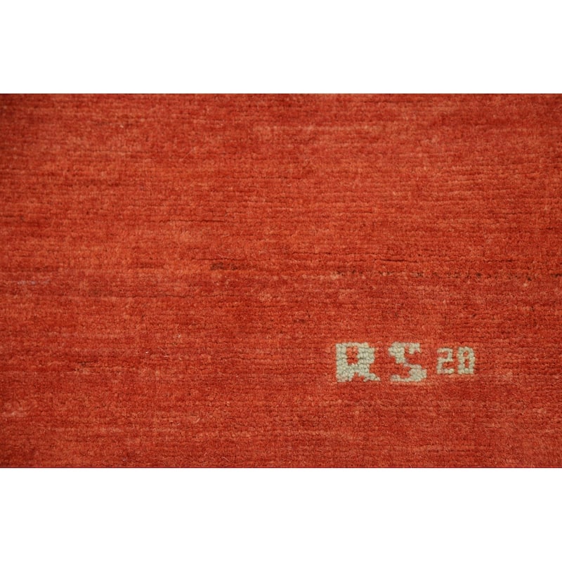 Orange Gabbeh Modern Area Rug Hand-Knotted Wool Carpet - 9'0"x 11'7"