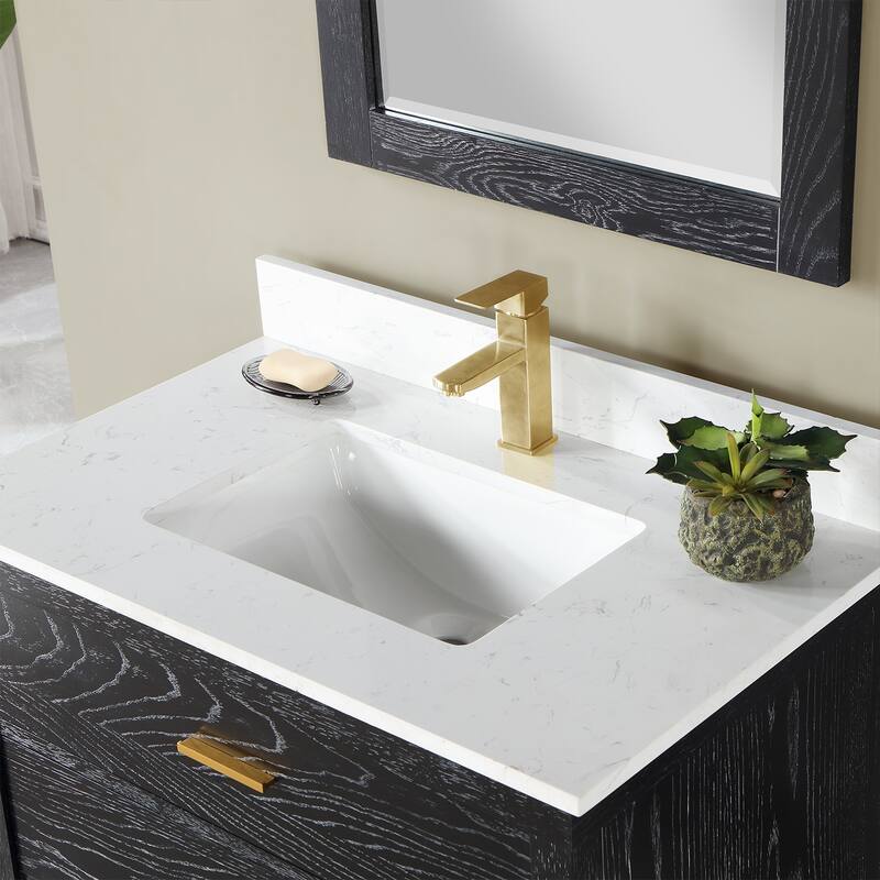 Altair Kesia Bathroom Vanity with Composite Stone Countertop with Mirror