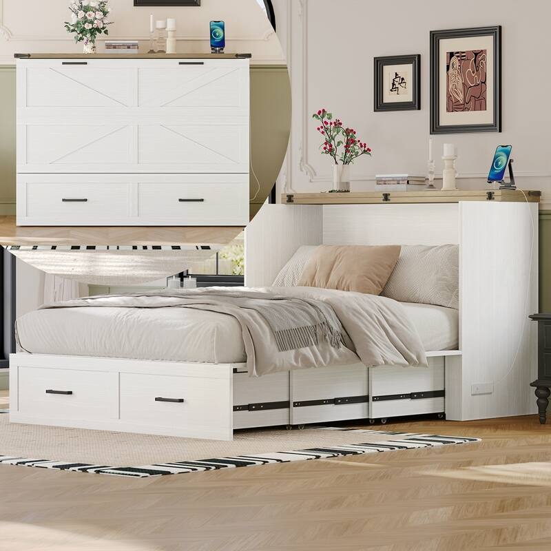 Foldable Platform Bed with Large Storage Drawer