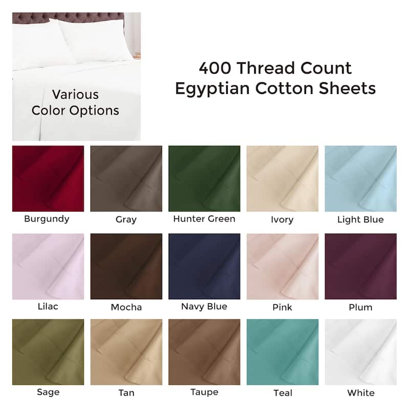Egyptian Cotton 400 Thread Count Solid Bed Sheet Set by Superior