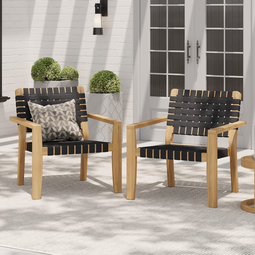 Christopher Knight Home - Hilary Outdoor Acacia Wood Woven Rope Club Chairs, Set of 2
