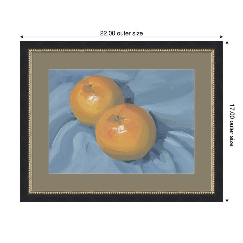 Oranges on Blue by Carrie Arnold Wood Framed Wall Art Print