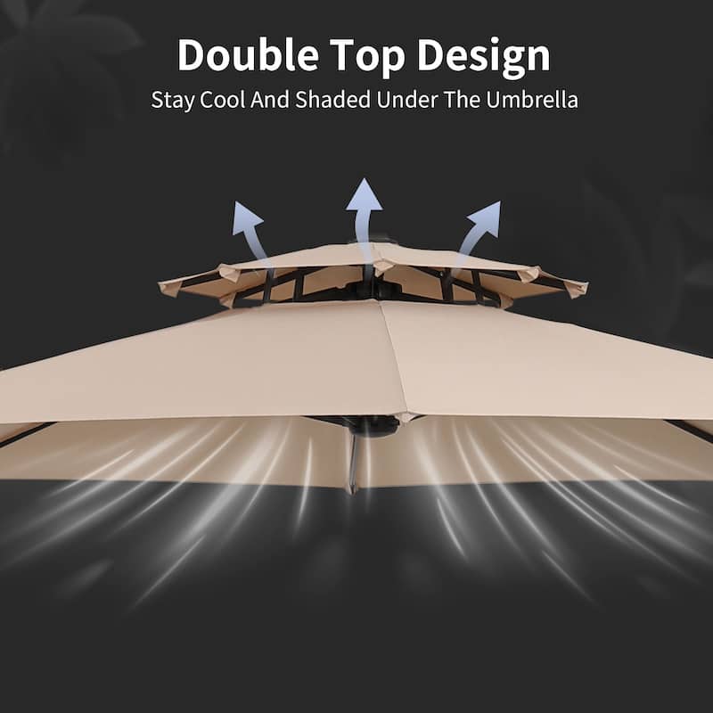 Autlaycil 10FT Cantilever Patio Umbrella with Base Included 360 Rotation Large Offset Hanging Outdoor Shade