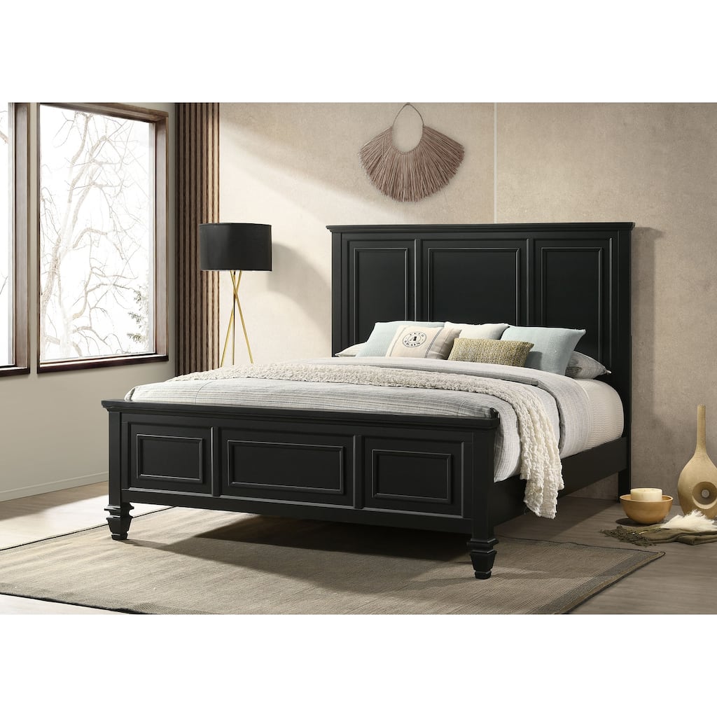 Coaster Furniture Sandy Beach Panel Bed with High Headboard Black And Cream White