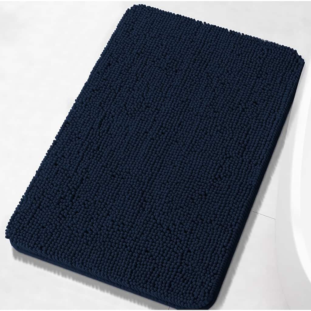 23"x15" - Navy Blue Soft Cozy Plush Chenille Bath Mat Bathroom Rug