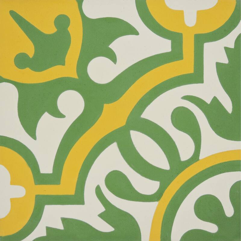 Handmade Baha in Green and Yellow Tile, Pack of 12 (Morocco)
