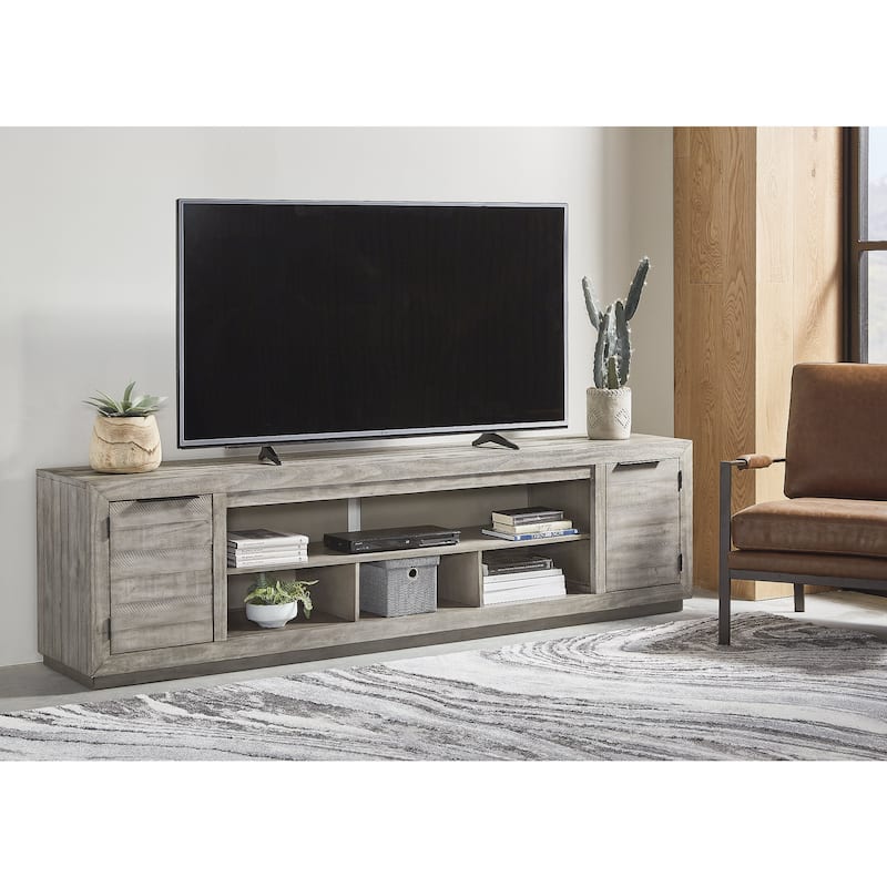 Signature Design by Ashley Naydell Gray Extra Large TV Stand with Fireplace Option - 92 inches in width