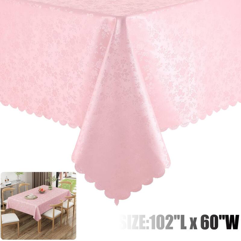 Waterproof Wipeable Vinyl Tablecloth,Rectangle Heavy Duty Table Cloth,102"L x 60"W