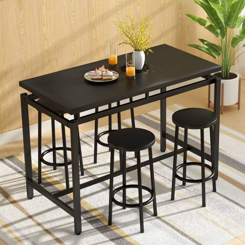 Eureka Industrial Modern Counter Height Pub 5-piece Dining Set, Wood Rustic Kitchen Dining Bar Set For Dining Room, Apartment