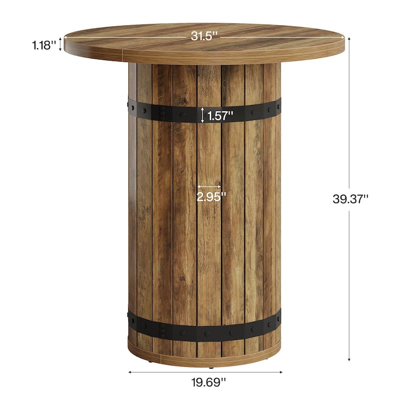 39.4 Inch Bar Height, Round Bar Table, Bistro Pub Table for Kitchen