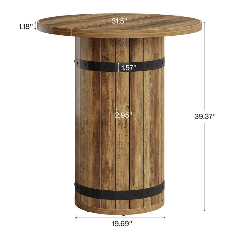 Round Bar Table, Bistro Pub Table for Kitchen (Only Table)