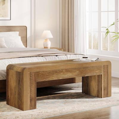 47.24 Inches MDF End of Bed Bench for Bedroom, Farmhouse Hallway Bench for Entryway