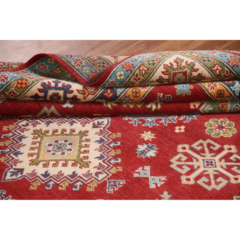 Red Kazak Area Rug Handmade Wool Carpet - 6'7" x 10'2"