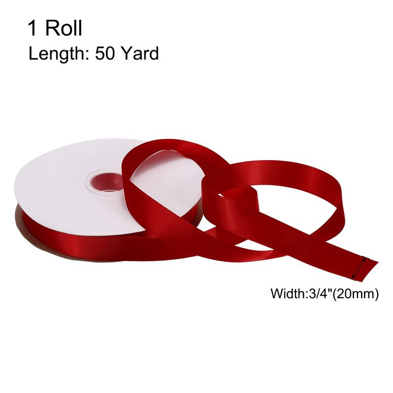 Satin Ribbon Grosgrain Valentine Solid Double Face Wedding Ribbon - Burgundy Red - 3/4" x 50 Yard