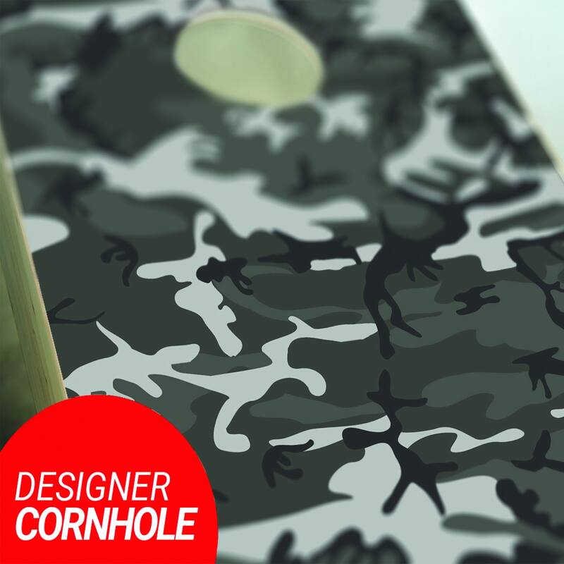 Gray Camo Outdoor Cornhole Board Game Set