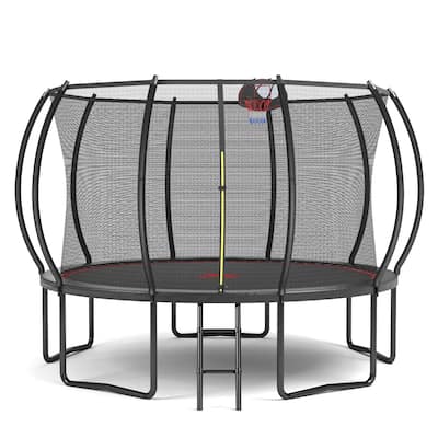 YC 12FT trampoline Pumpkin- ladder-Black Red