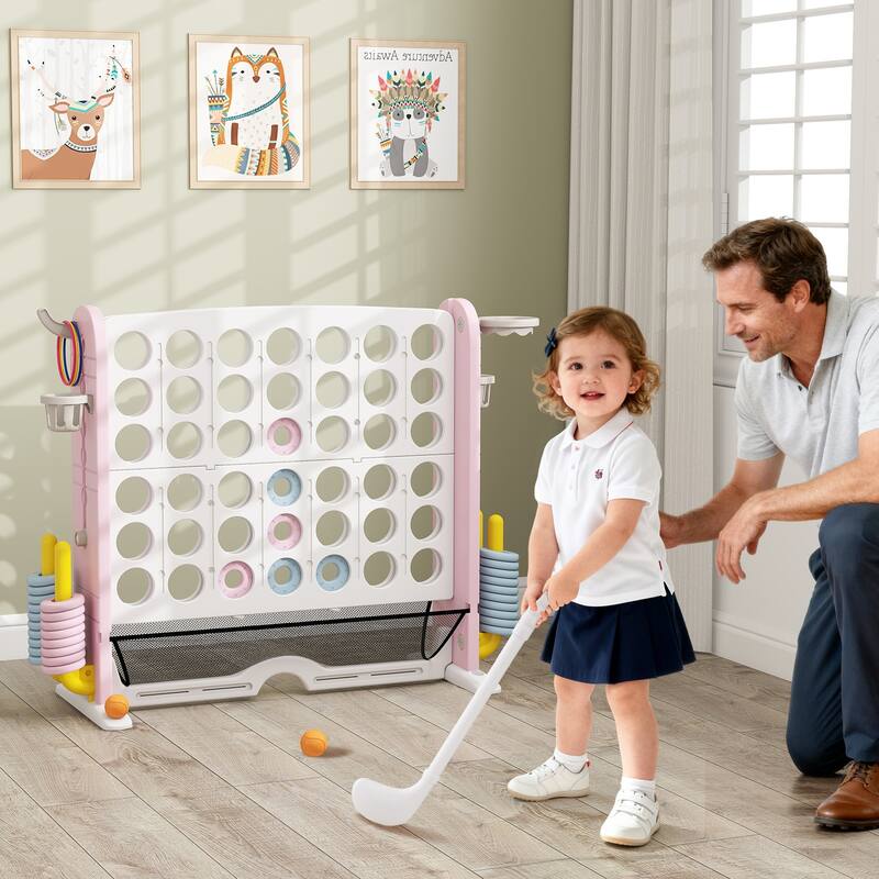 PE PP PVC 4-in-1 Jumbo Game Set with Adjustable Height and Cup Holders - 40.5" x 15.5" x 32.5"-38.5"