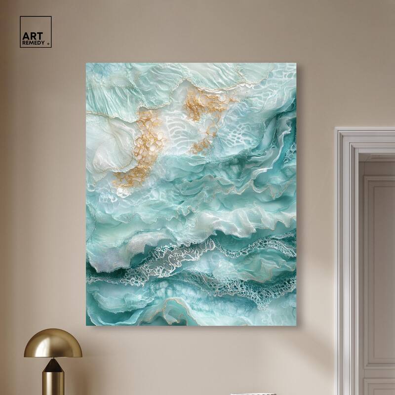 Teal Tiered Turbulence Canvas by Art Remedy, Gallery Wrapped