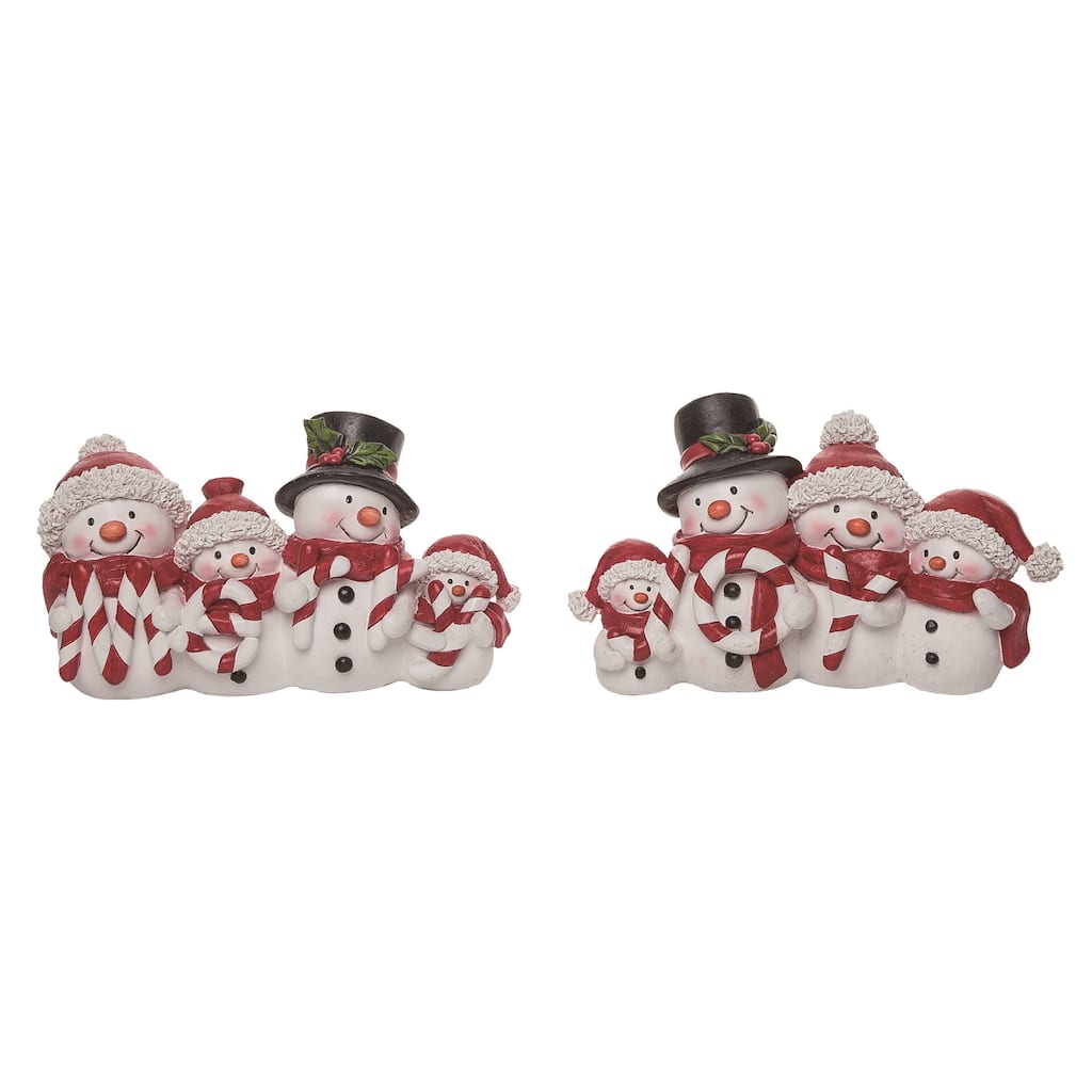 Transpac Resin Red/White Snow family Decor Set of 2 Christmas Home Decorations