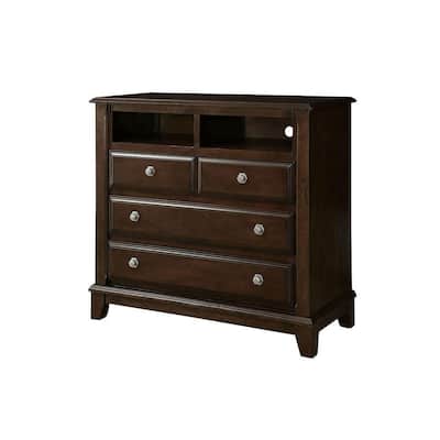 Media Chest with 3 Drawers in Brown Cherry