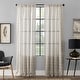 preview thumbnail 11 of 21, Clean Window Twill Stripe Anti-Dust Linen Blend Sheer Curtain Panel, Single Panel white/linen - 52 x 63