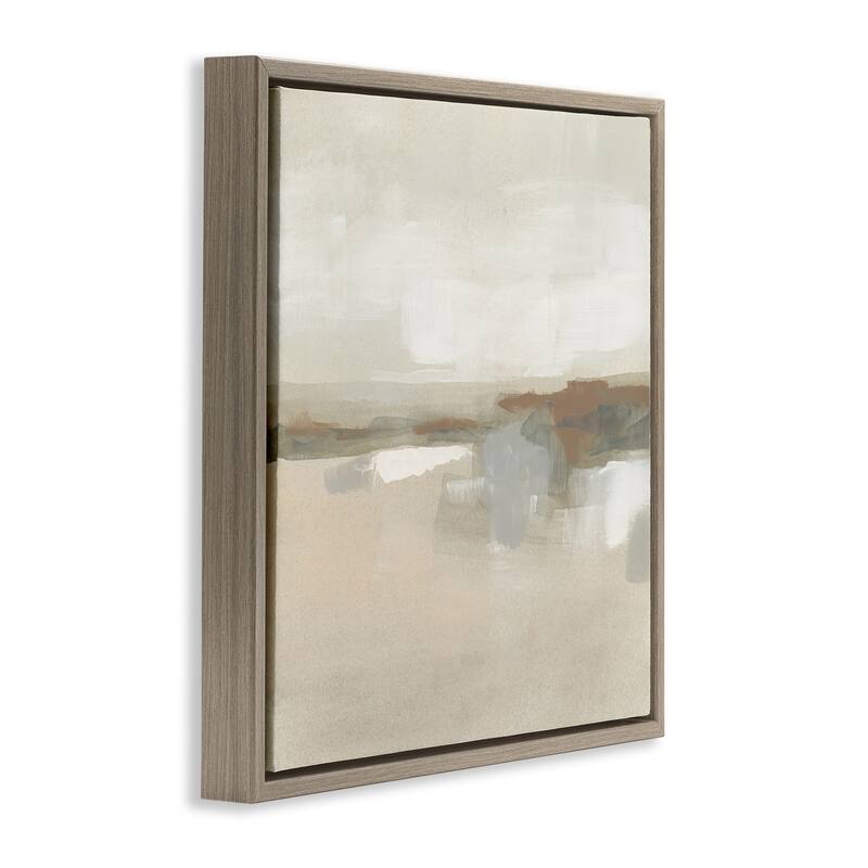 Stupell Abstract Neutral Land Framed Floater Canvas Wall Art Design By June Erica Vess