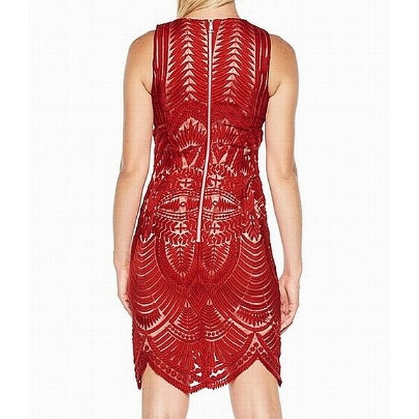 bardot embroidered mesh dress