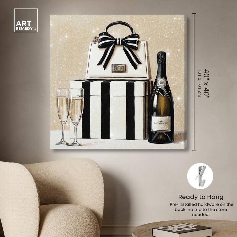 Black and White Striped Glam Canvas by Art Remedy, Gallery Wrapped
