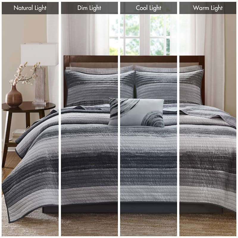 Madison Park Essentials Barret Quilt Set with Cotton Bed Sheets