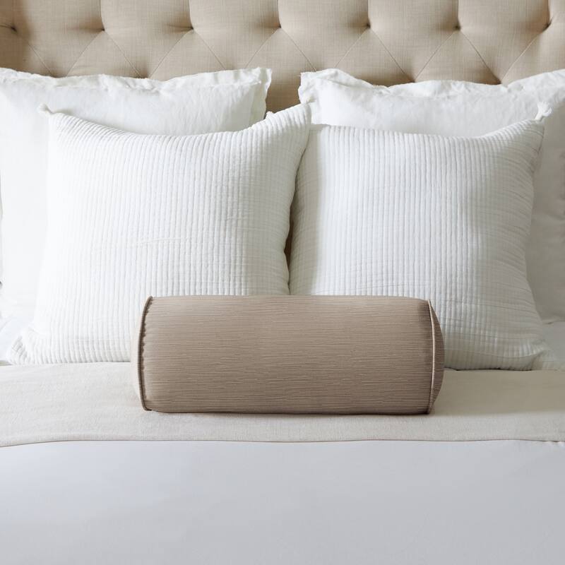 Sorra Home Velvet Bolster Pillow - 20 in x 8 in x 8 in - Parchment