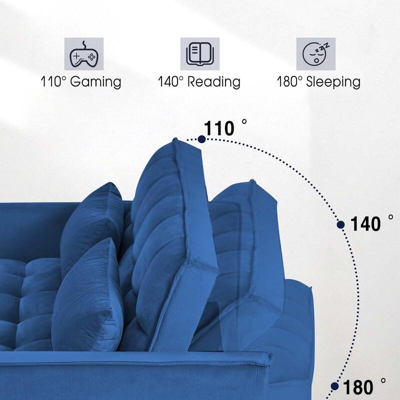 3 in 1 Velvet Sofa Bed with Adjustable Backrest