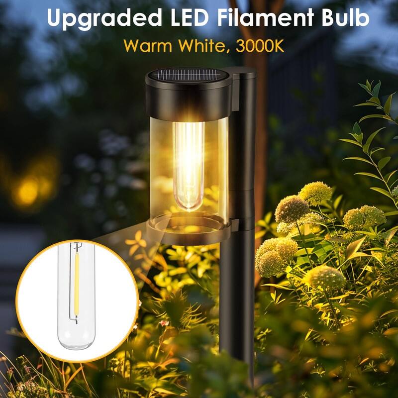 Solar Pathway Lights Outdoor, 10 Pack Metal & Glass Solar Lights Outdoor - 10 pack