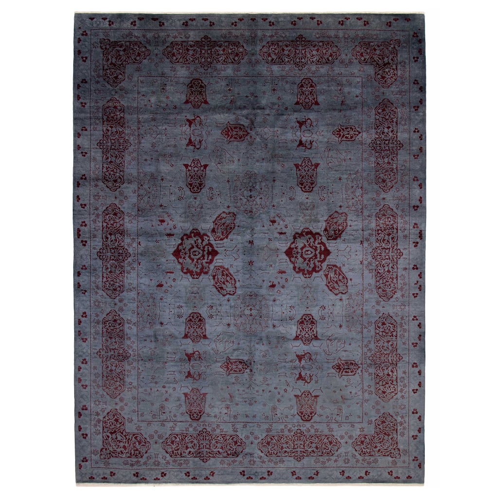 ECARPETGALLERY Hand-knotted Vibrance Denim Blue Wool Rug - 10'0 x 13'5