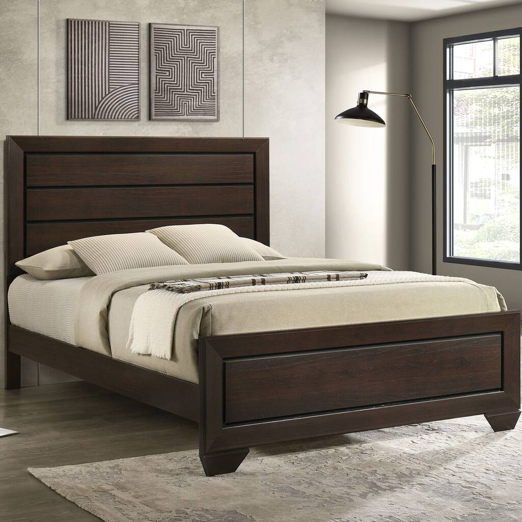 Queen Panel Bed in Dark Cocoa with Engineered Wood Frame
