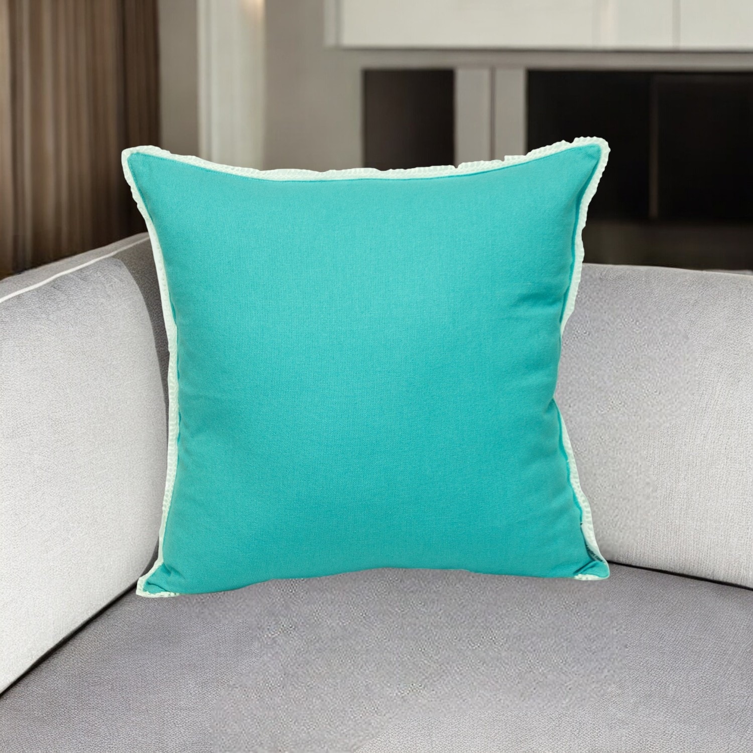HomeRoots 20" Blue Cotton Throw Pillow