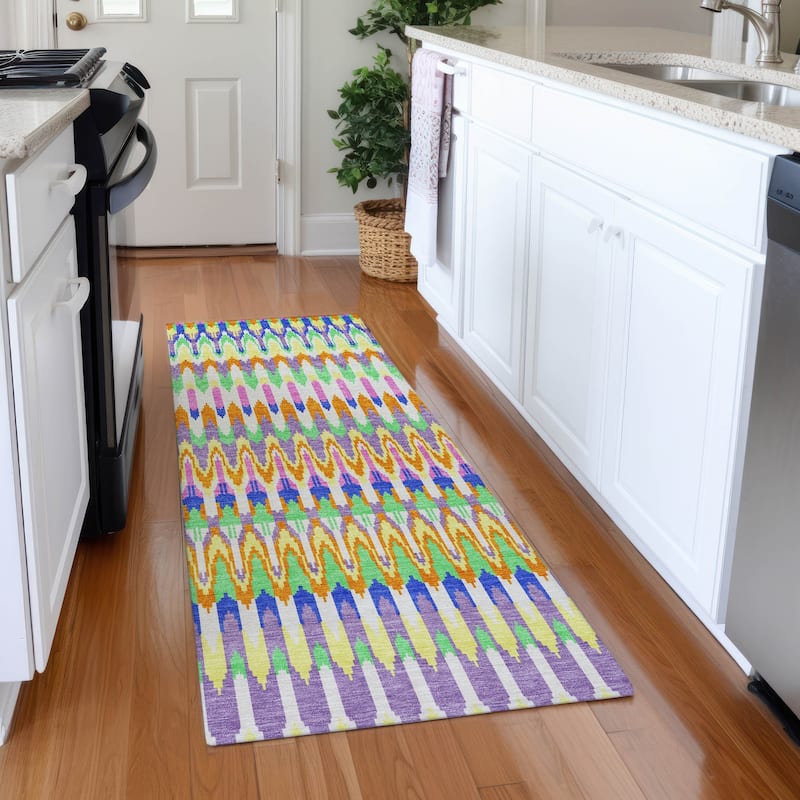 Premium Washable Super Soft Modern Flair Mayfield Rug - White - 2'3" x 7'6"