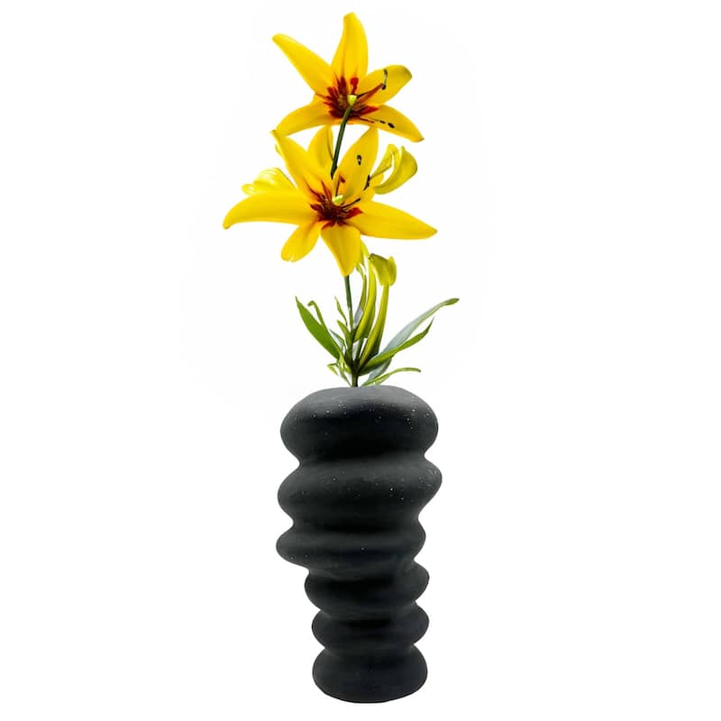 9 Inch Tall Modern Black Ceramic Vase