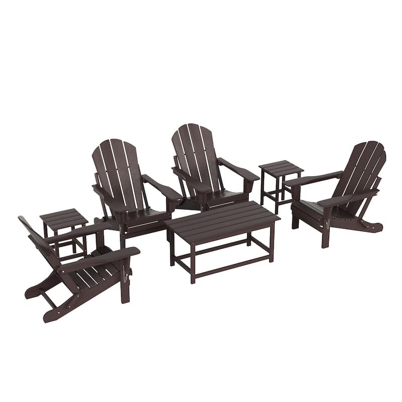 Laguna Hdpe All Weather Outdoor Patio Foldable Adirondack Chairs Conversation Set (7-Piece Set)