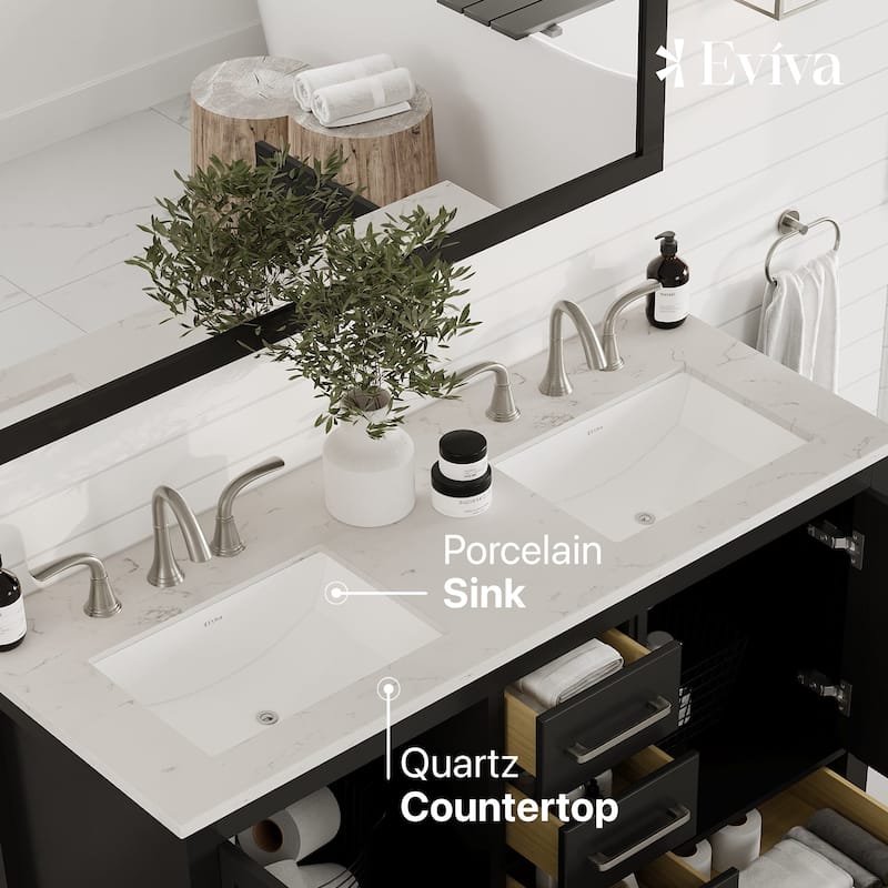 Aberdeen 48 in. Double Sink Vanity with Carrara Quartz Top & Undermount Sinks